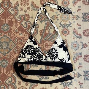 Anne Cole Black and White Floral Halter Bikini Top